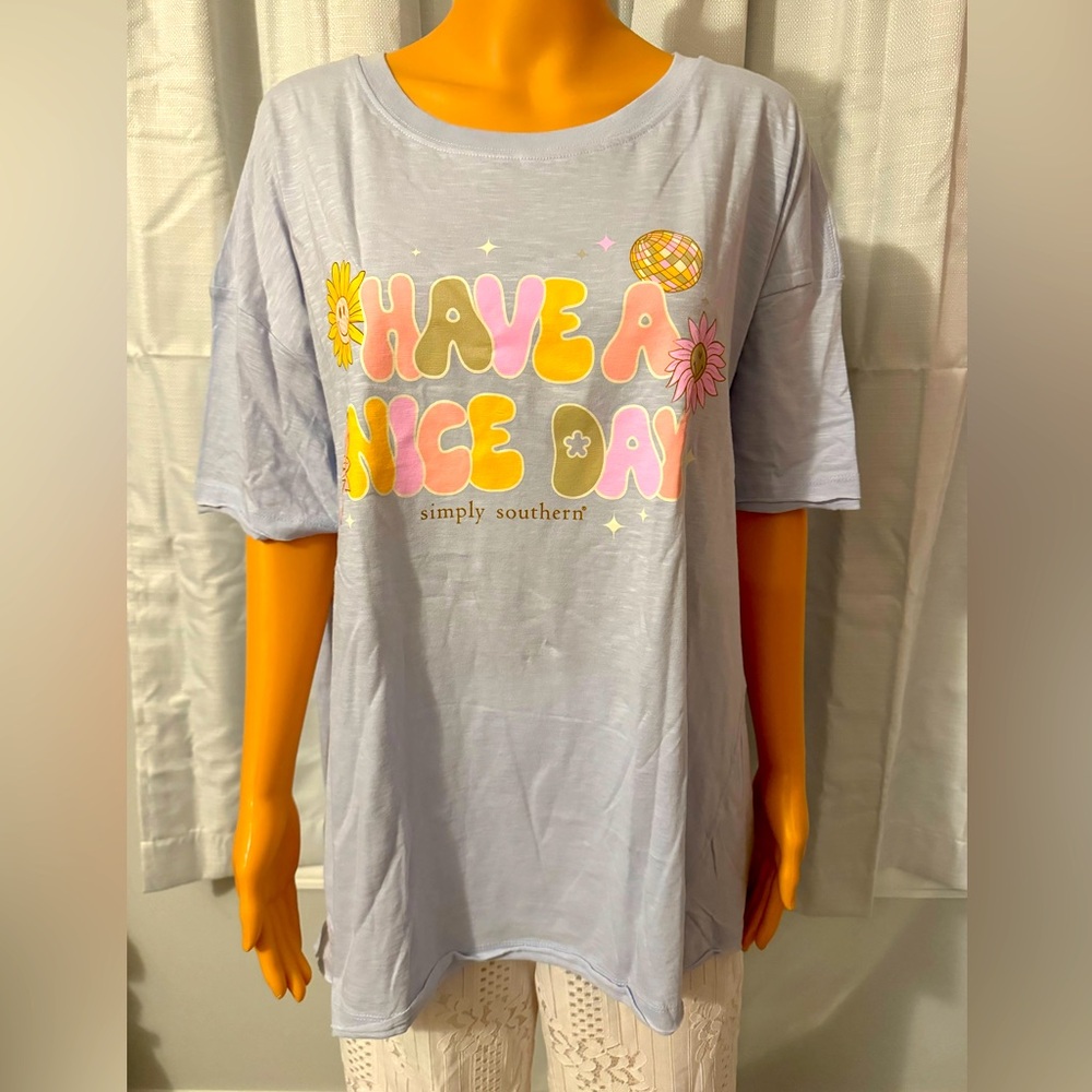 Cute Simply Southern size XL light blue Have a Nice Day short sleeve shirt NWT